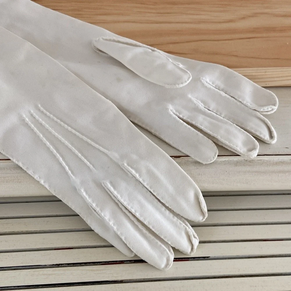 Womens Vintage White Church Dress-Up Fancy Easter Gloves